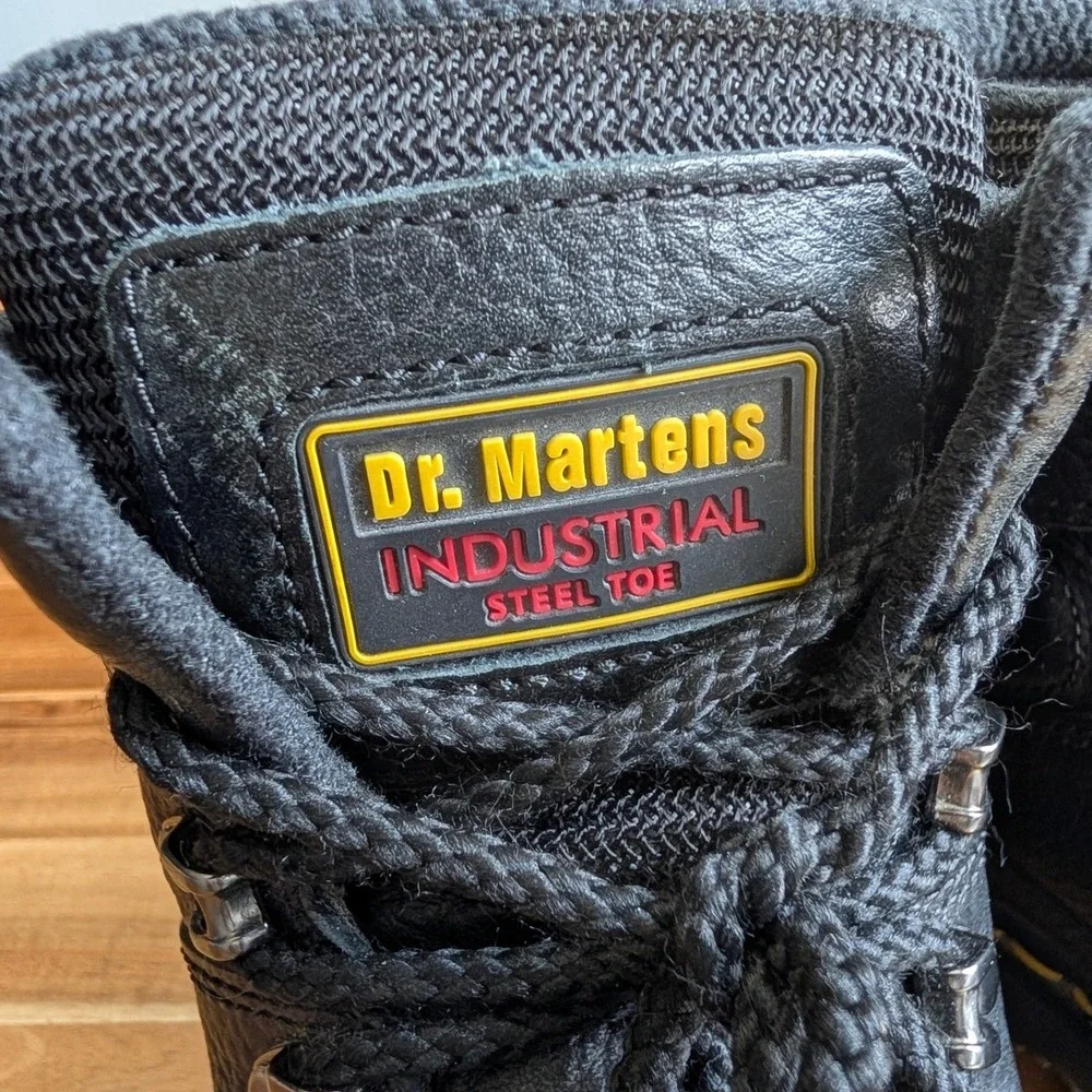 Dr. Martens Industrial Steel Toe Black Leather Work Boots Men's 10